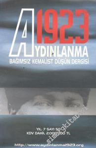 Aydınlanma 1923 Bağımsız Kemalist Düşün Dergisi - Sayı: 50    Yıl: 7  Eylül - Ekim  2003