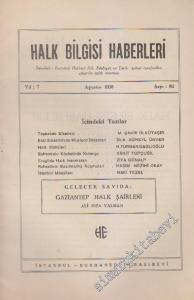 Halk Bilgisi Haberleri - Sayı: 82    7  Ağustos