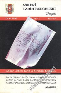 Military History Documents ( Askeri Tarih Belgeleri Dergisi ) - Year: 41, January 1992, Issue: 93
