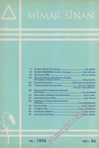 Mimar Sinan Dergisi - Sayı: 86       1992