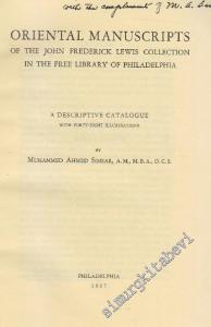 Oriental Manuscripts Of The John Frederick Lewis Collection In The Free Library Of Philadelphia: A Descriptive Catalogue FOTOKOPİ -        1937