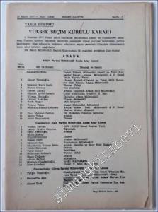 Resmi Gazete Yargı Bölümü Yüksek Seçim Kurulu Kararı ( 13 Mayıs 1977 - Sayı : 15926 ) -        1977