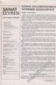 Sanat Çevresi Aylık Sanat Dergisi - Resim, Heykel, Dekoratif Sanatlar, Mimarlık, Tiyatro, Sinema, TV, Fotoğraf, Sanat Olayları - Sayı: 226      Temmuz