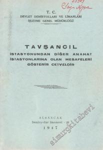 Tavşancıl İstasyonundan Diğer Anahat İstasyonlarına Olan Mesafeleri Gösterir Cetveldir -