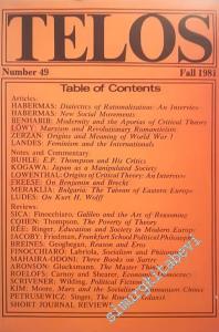 Telos: A Quarterly Journal of Radical Thought - Number: 49, Fall -