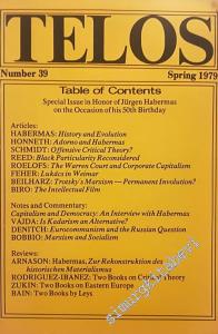 Telos: A Quarterly Journal of Radical Thought - Special Issue on Terrorism and State Terrorism - Special Issue in Honor of Jürgen Habermas on the Occasion of his 50th Birthday- Number: 39, Spring -