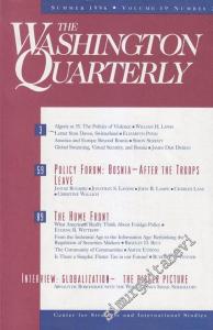The Washington Quarterly - Case: Policy Forum: Bosnia - After The Troops Leave - The Home Front - Interview: Globalization - The Bigger Picture - Vol: 19 Number: 3      Summer