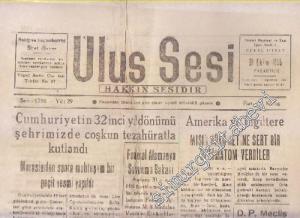 Ulus Sesi - Cumhuriyet'in 32 Yıldönümü - Sayı: 6796  Yıl: 29    Ekim 1955