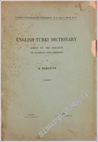 English Turki Dictionary Based on the Dialects of Kashgar and Yarkand 