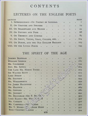Lectures on English Poets : The Spirity of the Age
