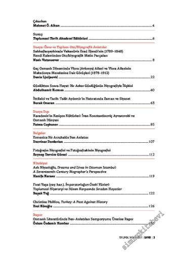 Toplumsal Tarih Akademi Dergisi - Özne ve Toplum: Oto/Biyografik Anlat