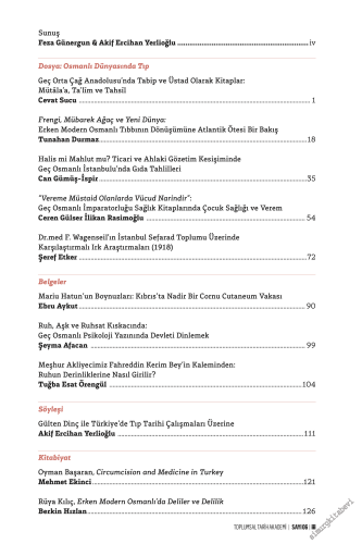 Toplumsal Tarih Akademi - Osmanlı Dünyasında Tıp - Sayı: 6 Yıl 3 Hazir