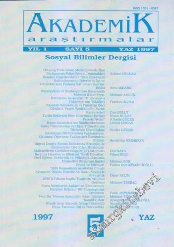 Akademik Araştırmalar: Sosyal Bilimler Dergisi - Sayı: 5    Yıl: 1  Yaz