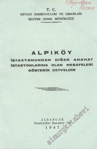 Alpıköy İstasyonundan Diğer Anahat İstasyonlarına Olan Mesafeleri Gösterir Cetveldir -