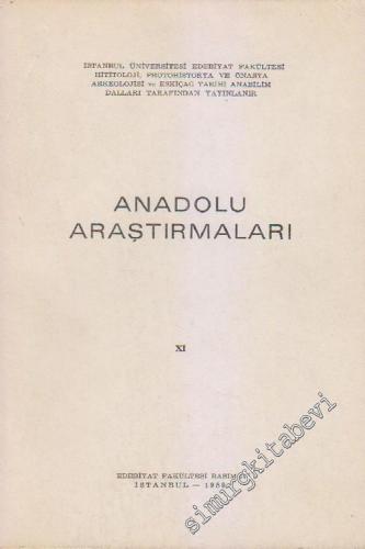Anadolu Araştırmaları - Sayı: 11, 1989
