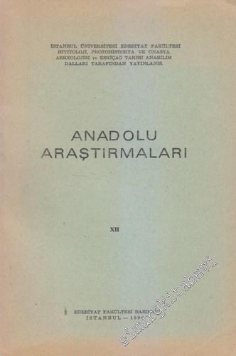 Anadolu Araştırmaları - Sayı: 12, 1990