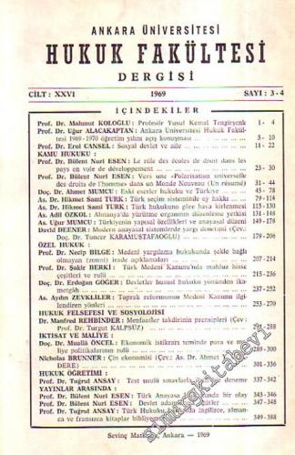 Ankara Üniversitesi Hukuk Fakültesi Dergisi - -Sayı: 3 - 4  Cilt 24