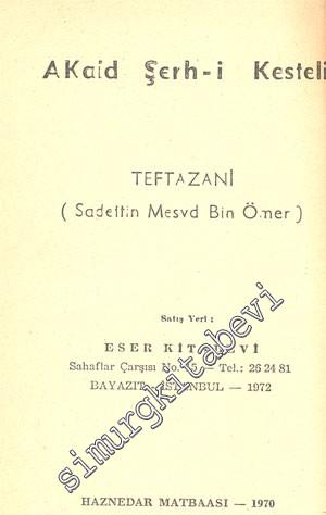 ARAPÇA: Akaid Şerh - i Kesteli -