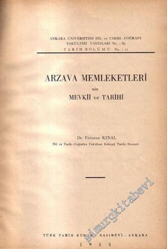 Arzava Memleketleri'nin Mevkii ve Tarihi -        1953