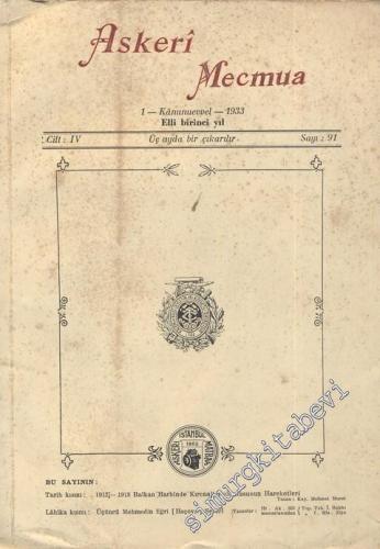 Askeri Mecmua - Cilt: 4, Sayı: 91, 1 Kanunuevvel 1933