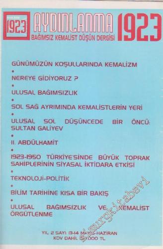Aydınlanma 1923 Bağımsız Kemalist Düşün Dergisi - Sayı: 13 - 14    Yıl: 2  Mayıs - Haziran 1997
