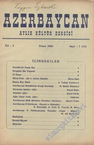 Azerbaycan - Aylık Kültür Dergisi - Sayı: 1 (13), Nisan 1953