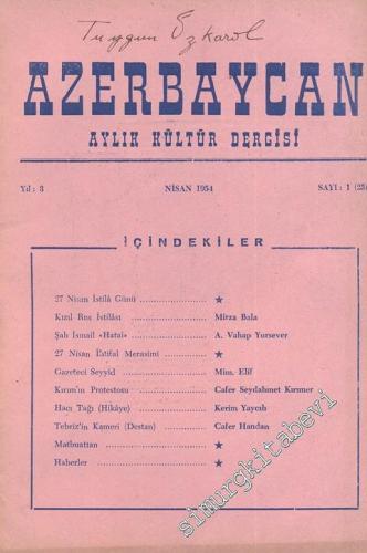 Azerbaycan - Aylık Kültür Dergisi - Sayı: 1 (25), Nisan 1954