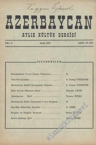 Azerbaycan - Aylık Kültür Dergisi - Sayı: 10 (58), Ocak 1957