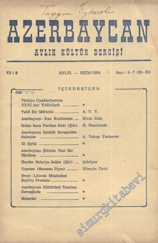 Azerbaycan - Aylık Kültür Dergisi - Sayı: 6-7 (30-31), Eylül - Ekim 1954