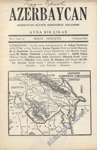 Azerbaycan - Azerbaycan Kültür Derneği Organı - Sayı: 8, Şubat 1952