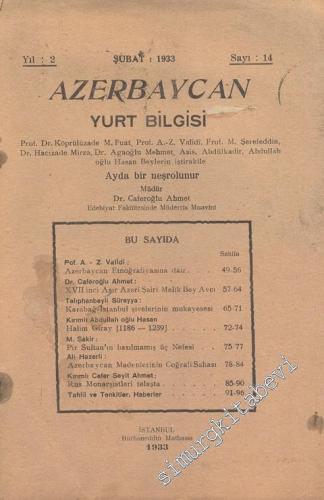 Azerbaycan Yurt Bilgisi - 14, Yıl: 1933
