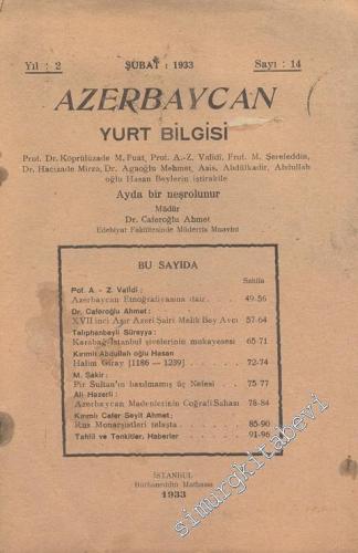 Azerbaycan Yurt Bilgisi  - 14, Yıl: 1933