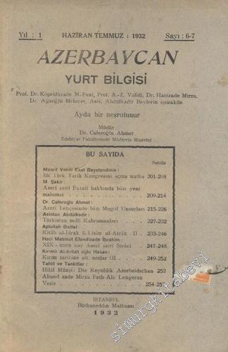 Azerbaycan Yurt Bilgisi  - 6 - 7, Yıl: 1932