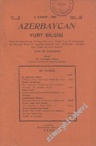 Azerbaycan Yurt Bilgisi  - Sayı: 13, Yıl: 1933