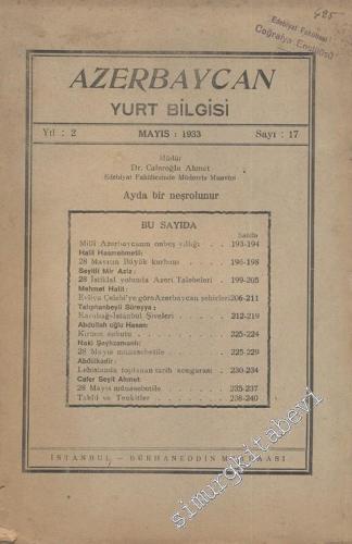 Azerbaycan Yurt Bilgisi - Sayı: 17, Yıl:1933