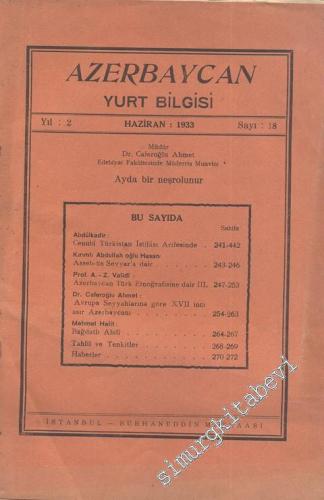 Azerbaycan Yurt Bilgisi  - Sayı: 18, Yıl: 1933