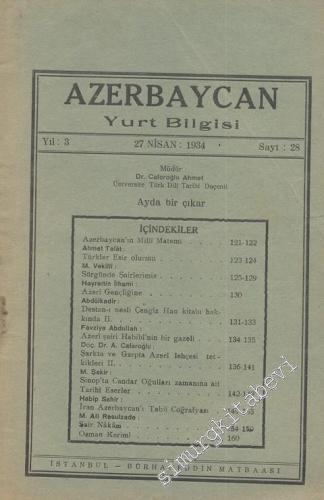 Azerbaycan Yurt Bilgisi  - Sayı: 28, Yıl:1934