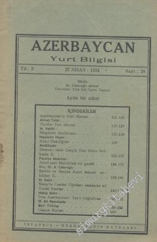 Azerbaycan Yurt Bilgisi - Sayı: 28, Yıl:1934
