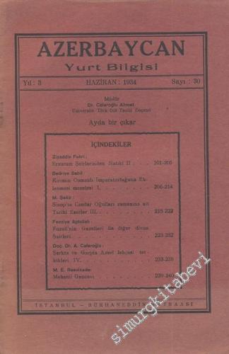 Azerbaycan Yurt Bilgisi - Sayı: 30, Yıl:1934 Haziran