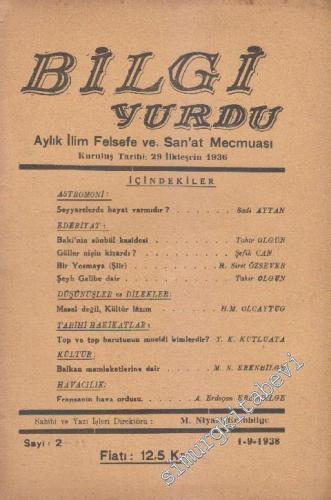 Bilgi Yurdu Aylık İlim, Felsefe ve San'at Mecmuası - Sayı: 2 Eylül