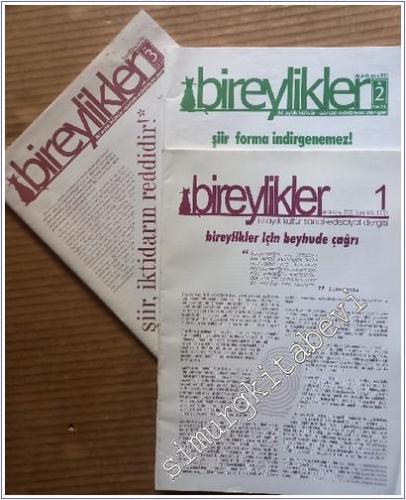Bireylikler İki Aylık Kültür Sanat Edebiyat Dergisi  - Sayı :1-2-3 (3 Sayı) Bireylikler İçin Beyhude Çağrı - Şiir Forma  İndirgenemez - Şiir, İktidarın Reddidir - Sayı: 1-2-3      Mart - Nisan, Mayıs-Haziran, Temmuz- Ağustos 2025