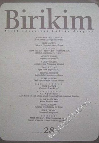 Birikim Aylık Sosyalist Kültür Dergisi - Sayı: 28, Ağustos 1991