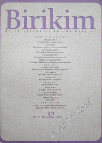 Birikim Aylık Sosyalist Kültür Dergisi - Sayı: 32, Aralık 1991