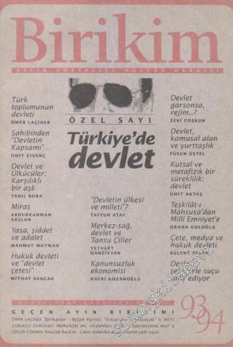 Birikim Aylık Sosyalist Kültür Dergisi - Türkiye'de Devlet Özel Sayısı