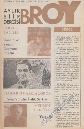 Broy Aylık Şiir Dergisi - Sayı: 10      Ağustos 1986