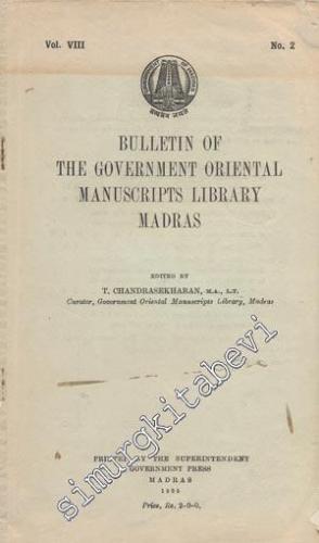 Bulletin of the Government Oriental Manuscripts Library Madras