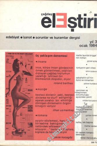 Çağdaş Eleştiri: Aylık Edebiyat Dergisi  - Sayı: 1    Yıl: 3  Ocak