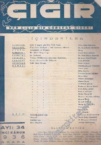 Çığır Gençlik, İlim, Fikir, Sanat ve Dava Mecmuası - Sayı: 34  3  4  İkinci Kanun