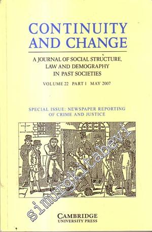 Continuity and Change: A Journal of Social Structure, Law and Demography in Past Societies  - Vol. 22, Part 1, May 2007