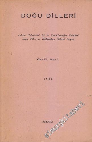 Doğu Dilleri Dergisi - Farsça Arapça Urduca Hindoloji ve Sinoloji Araştırmaları - Sayı 1  Cilt 4     1985